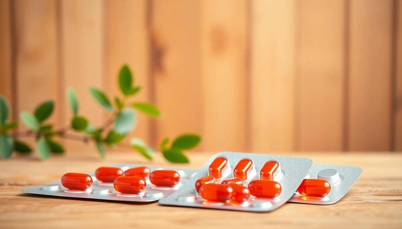 Highlighting blister packed astaxanthin capsules with a natural backdrop representing health and vitality.