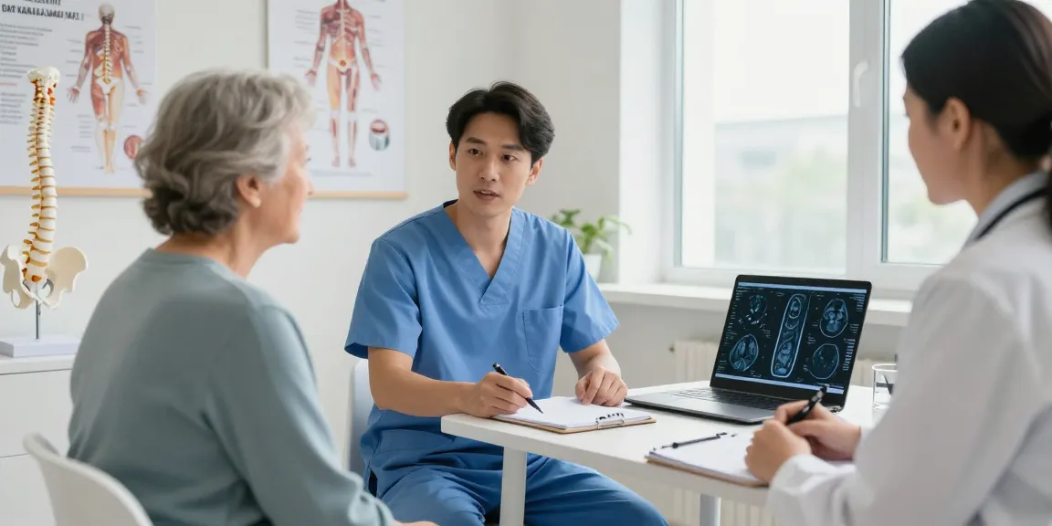 Consultation on Dar kanal ameliyatı for spinal stenosis treatment, showcasing a warm medical environment.