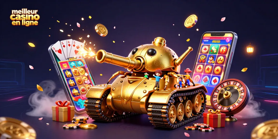 Découvrez le meilleur casino en ligne avec une illustration dynamique de jeu et de gains éclatants.