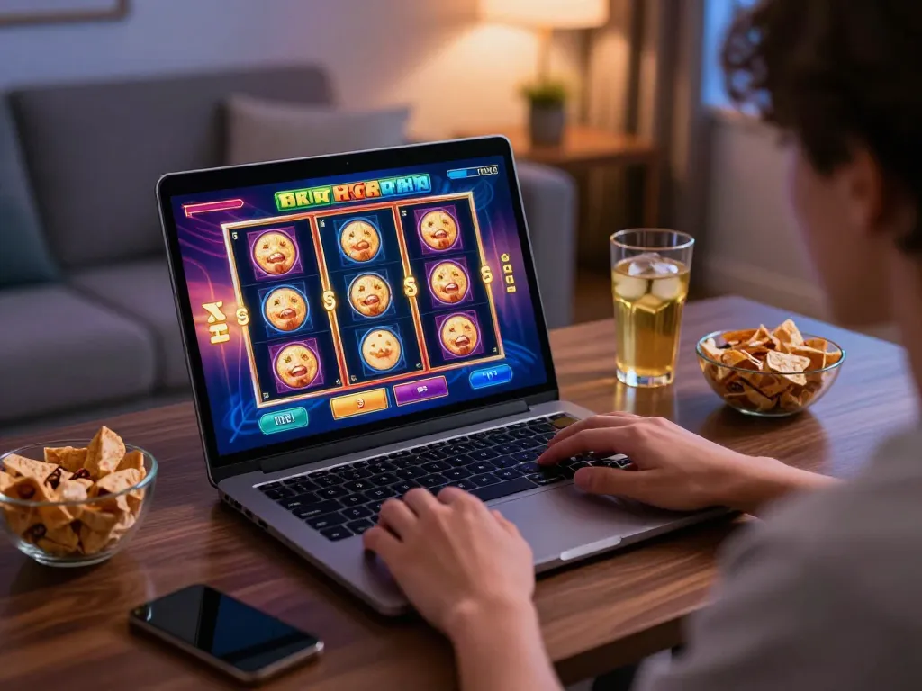Engaged in strategic gameplay at okwin online slot machines, showcasing an inviting home gaming atmosphere.