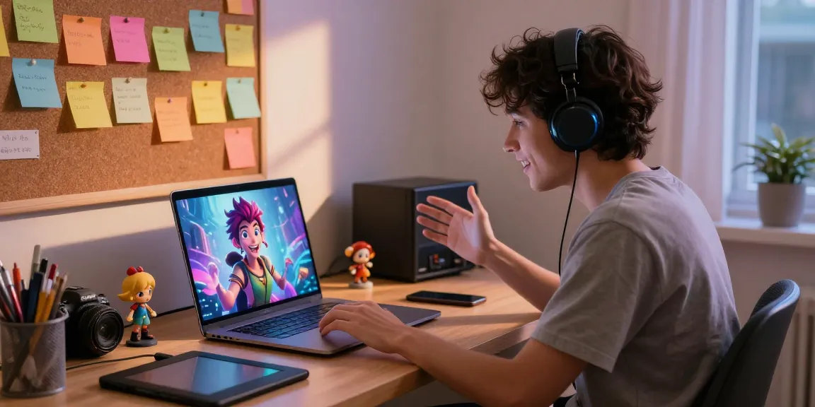 Engaging with an nsfw character ai in a cozy home office, surrounded by creative tools.