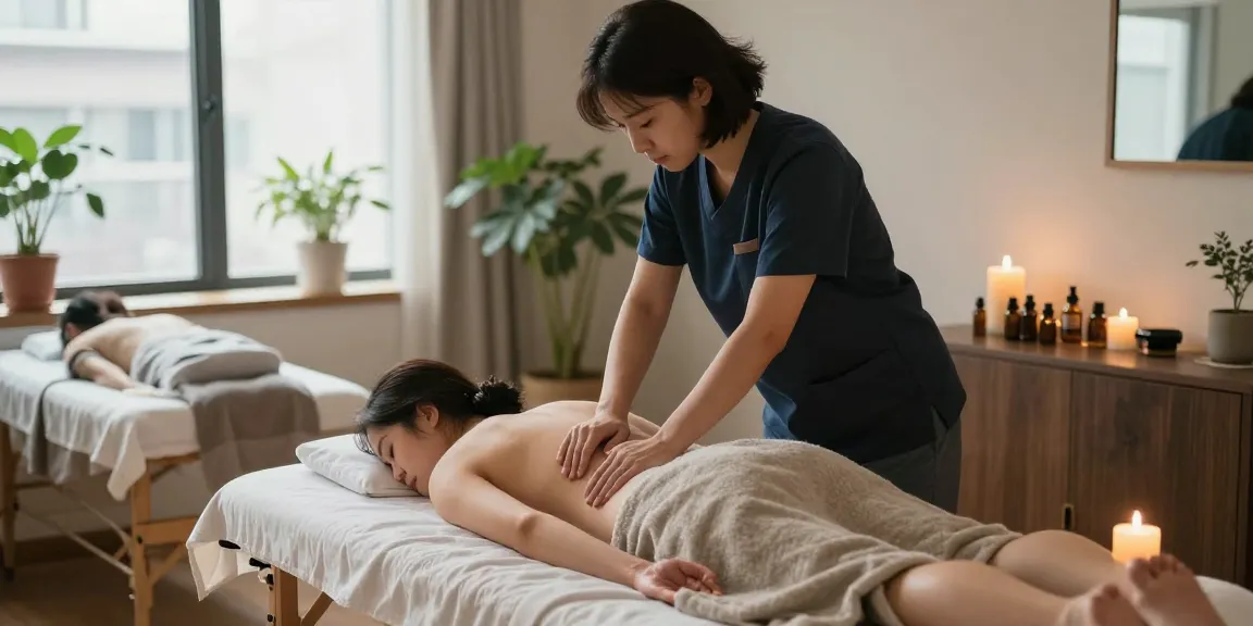 Relaxing 종로출장안마 session in a cozy urban apartment with a professional therapist.