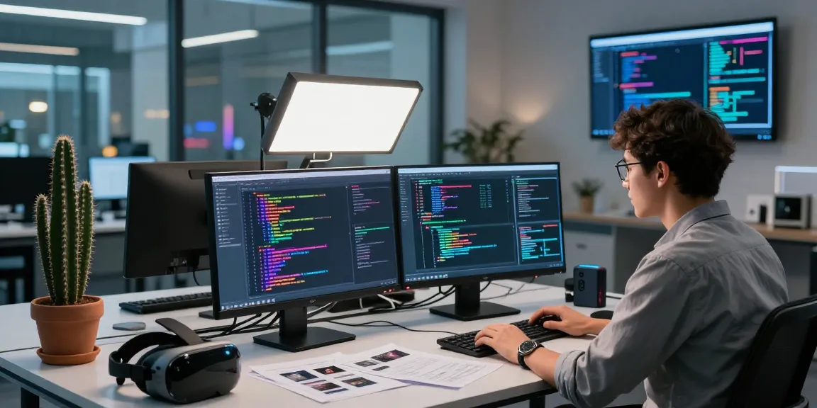 AI detector in action with a data scientist analyzing image detection results at a modern lab.