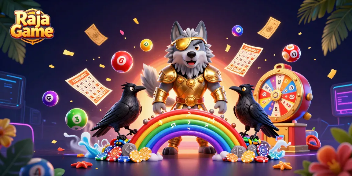 Experience thrilling gameplay with Raja Game in this vibrant 3D illustration of exciting casino elements.