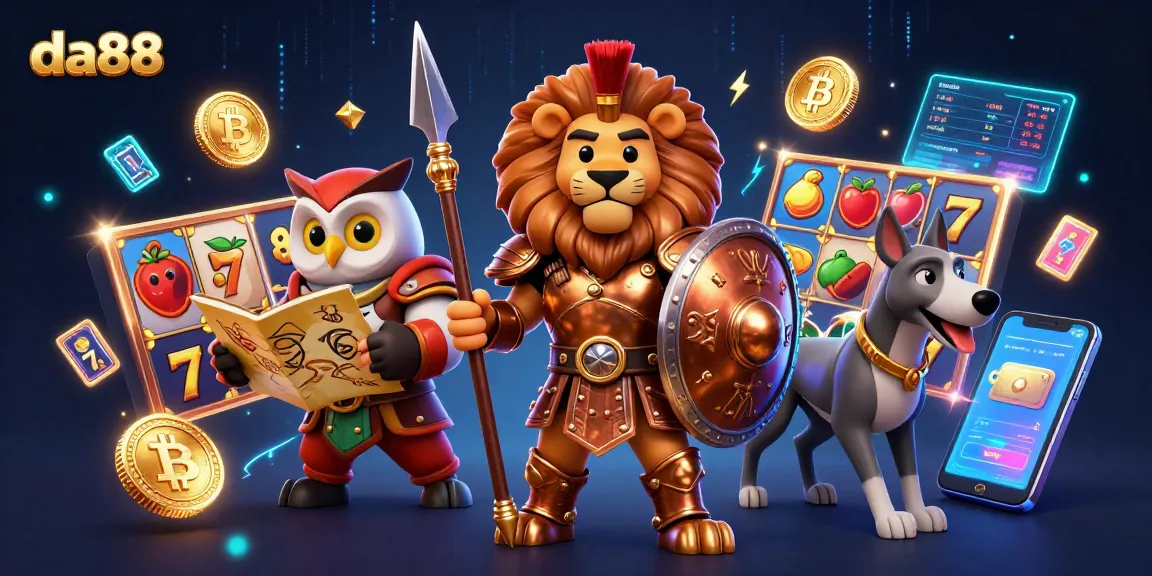 Engage with da88's dynamic casino gaming world featuring thrilling slot reels and rich 3D characters.