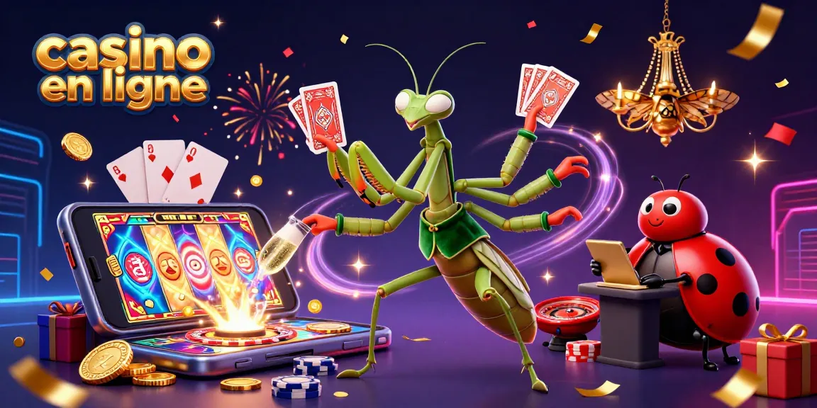 Profitez de l'action palpitante au casino en ligne avec une illustration d'un caméléon géant gérant des cartes et des jetons.