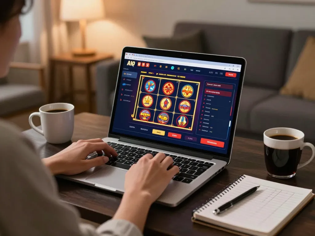 Player engaging in thrilling online gaming at home on 28bet8, showcasing casino interface and relaxation.