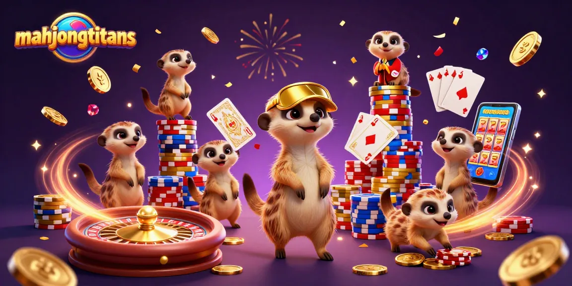 Experience thrilling gameplay in mahjongtitans with vibrant meerkat characters, tokens, and dynamic casino elements.