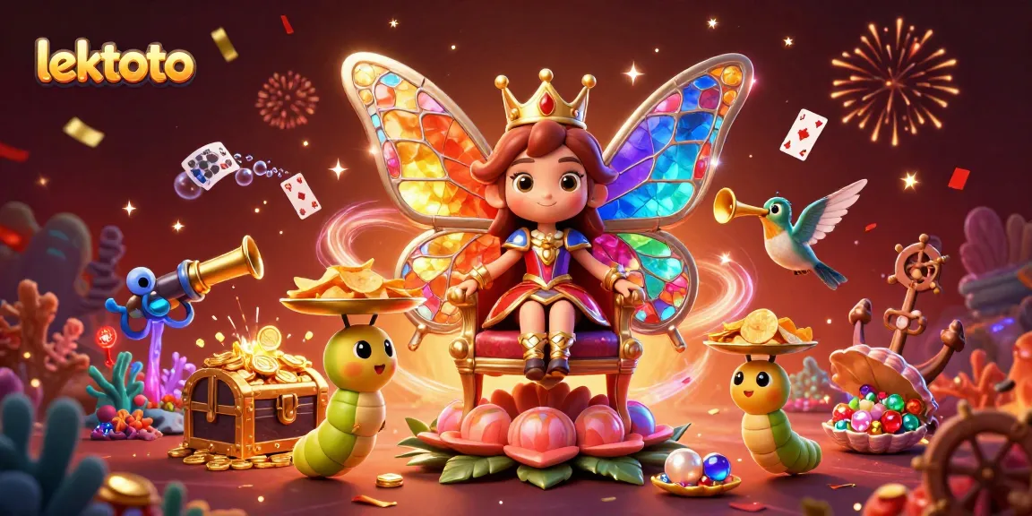 Experience thrilling wins at lektoto with a vibrant, enchanting casino scene featuring a butterfly queen.