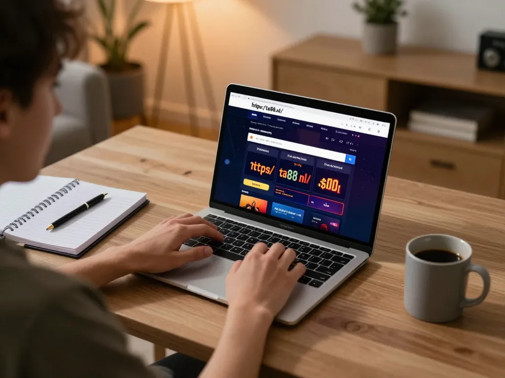 Engaging in online gaming at https://ta88.nl/ with a laptop setup showcasing casino strategy.