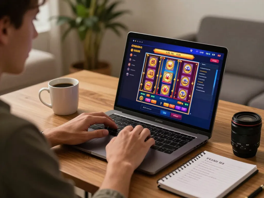 A player enjoys engaging games on TV88's online casino interface in a cozy home setting.