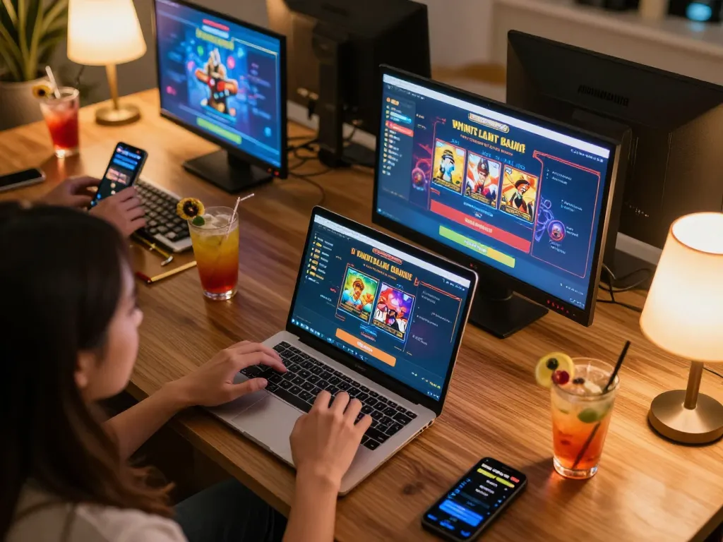Engaged player enjoying their favorite white label casino games on a laptop