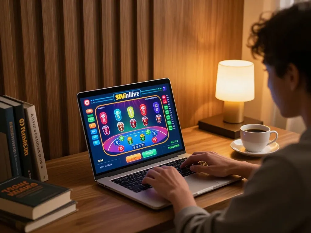 Engaging in thrilling online betting experiences with 98winlive from a stylish home office setup.