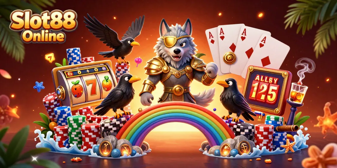 Mainkan Slot88 Online untuk kemenangan besar di tengah pelangi chip kasino yang cerah.