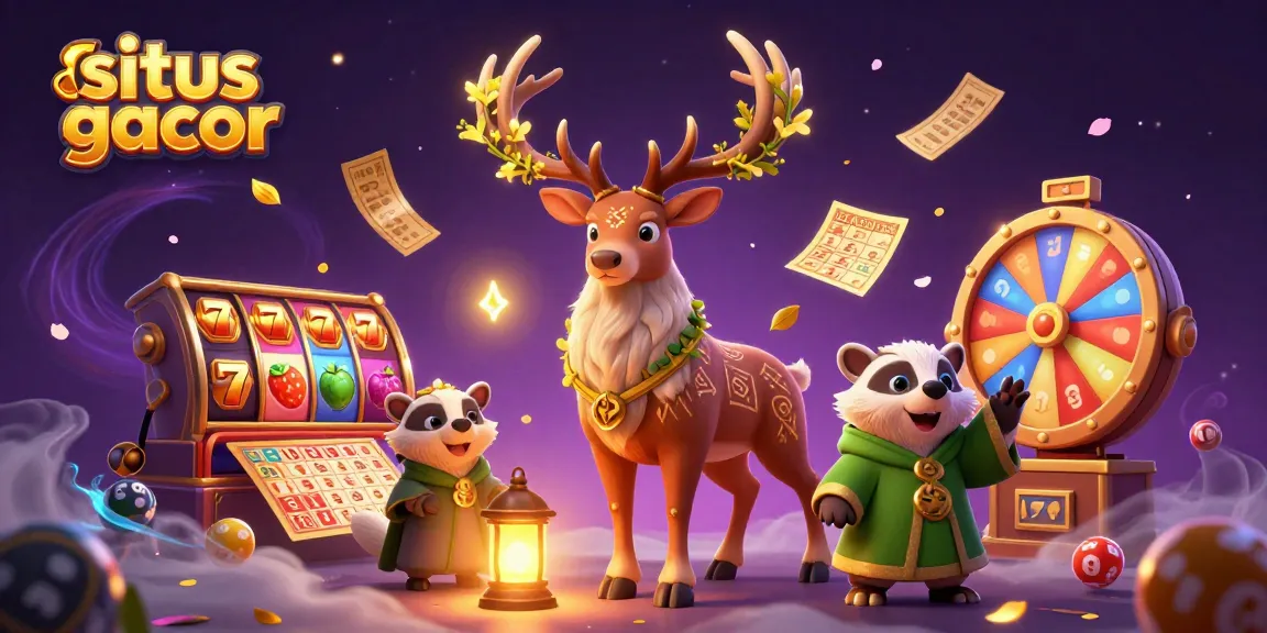 situs gacor showcases a vibrant casino scene with mystic characters and dynamic game elements.
