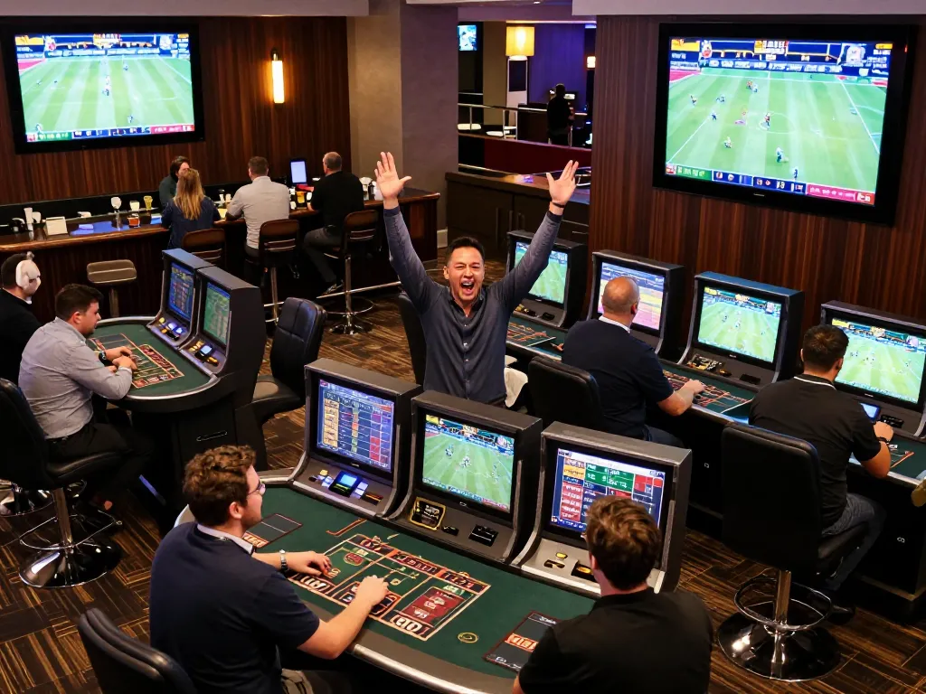 Experience the excitement of sports betting at LLwin with bettors cheering for their teams.