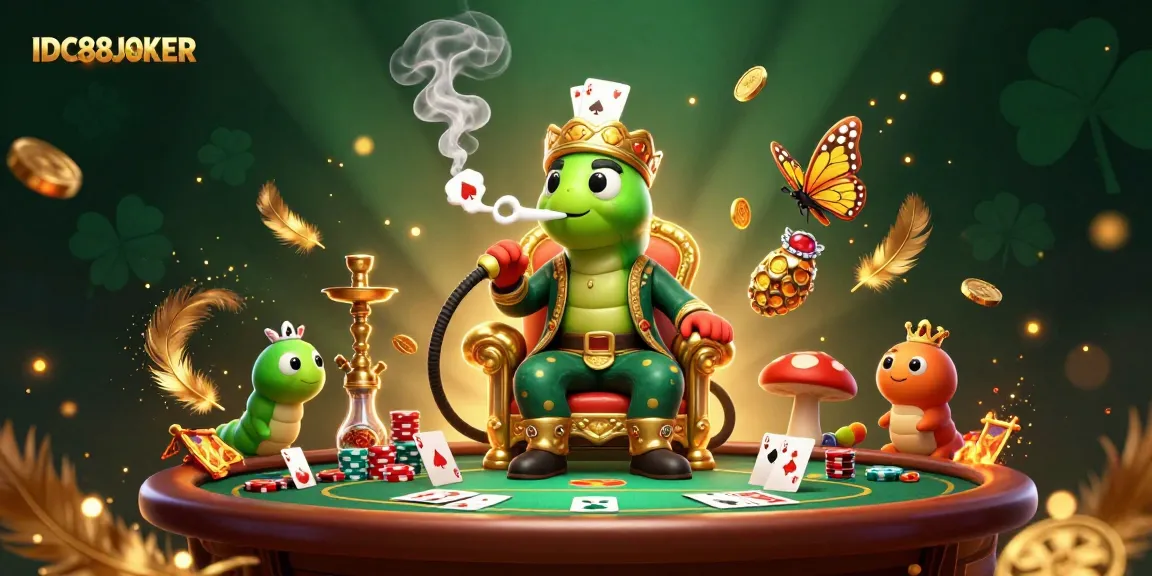 Experience the thrill of gambling with IDC88JOKER in a vibrant 3D illustration featuring poker elements.