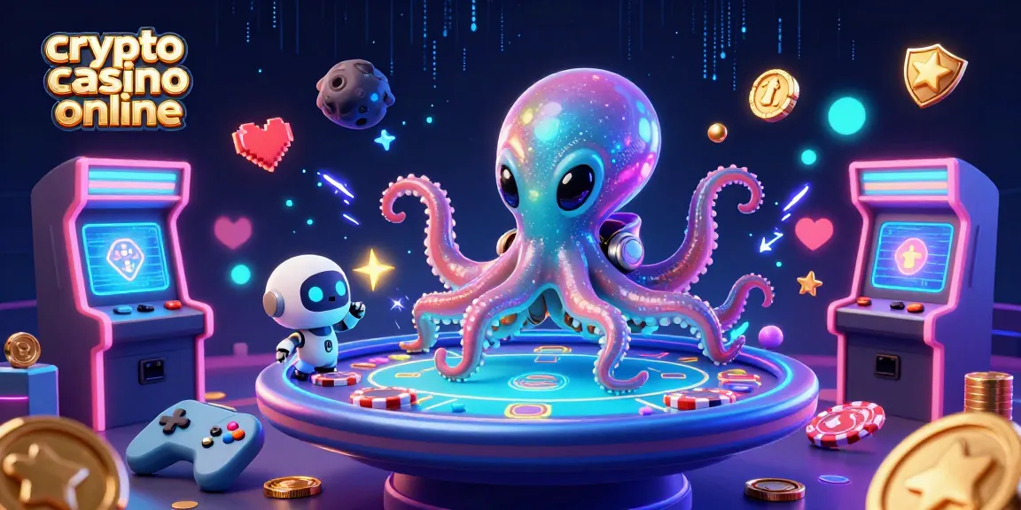 Gioca nel crypto casino online con un alieno polpo creativo in un tavolo di poker olografico.