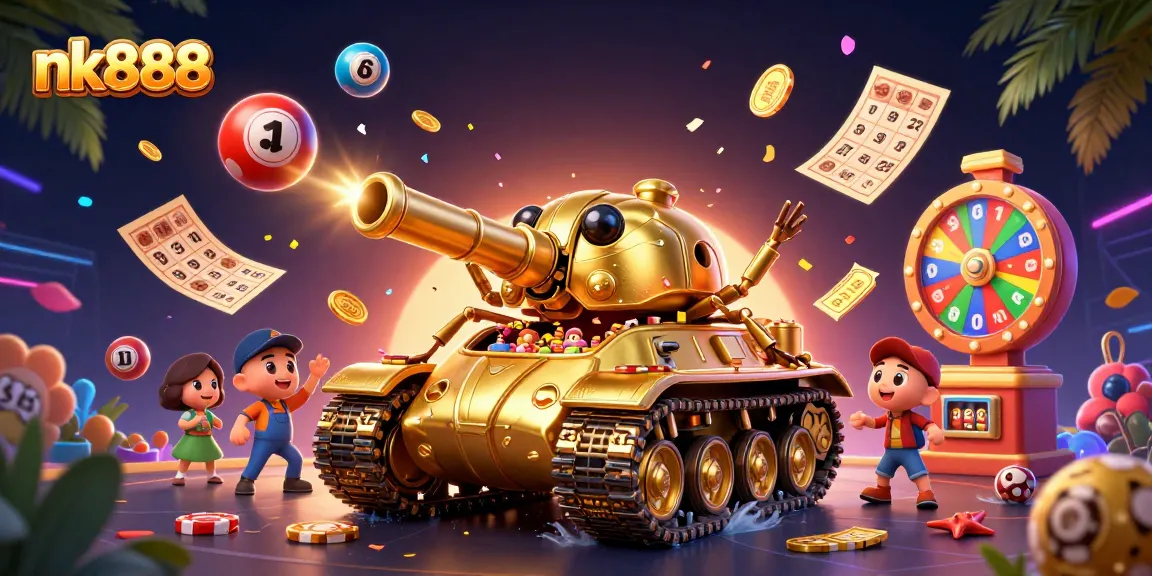 Experience the vibrant excitement of nk888 with our interactive and dynamic casino-themed 3D illustration.