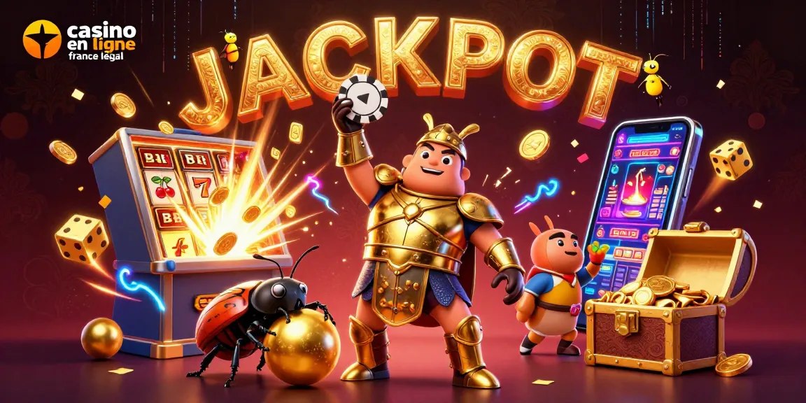 Jouez sur un casino en ligne France légal avec des jackpots explosifs, symboles chanceux, et des gains dorés.