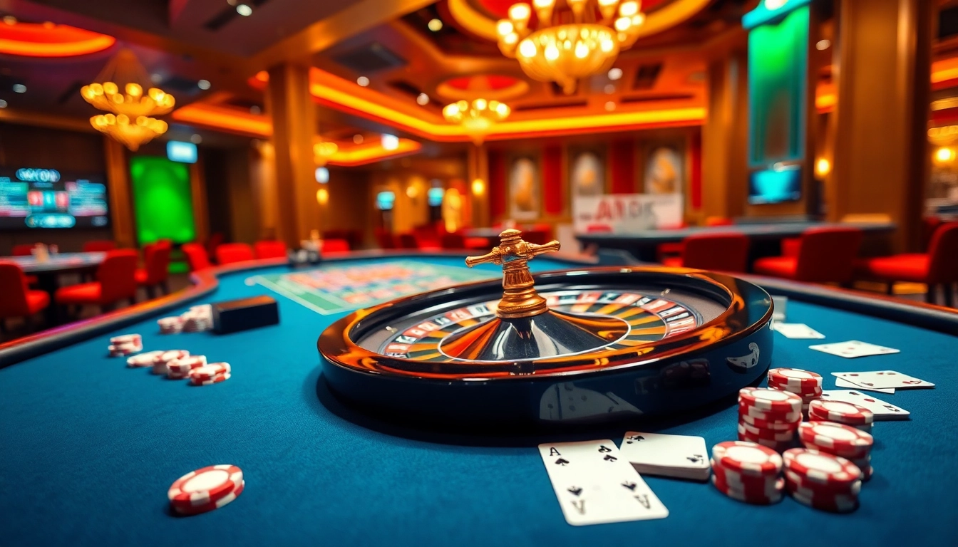 Permainan pgbet yang menarik dengan meja kasino dan kartu di atas meja.