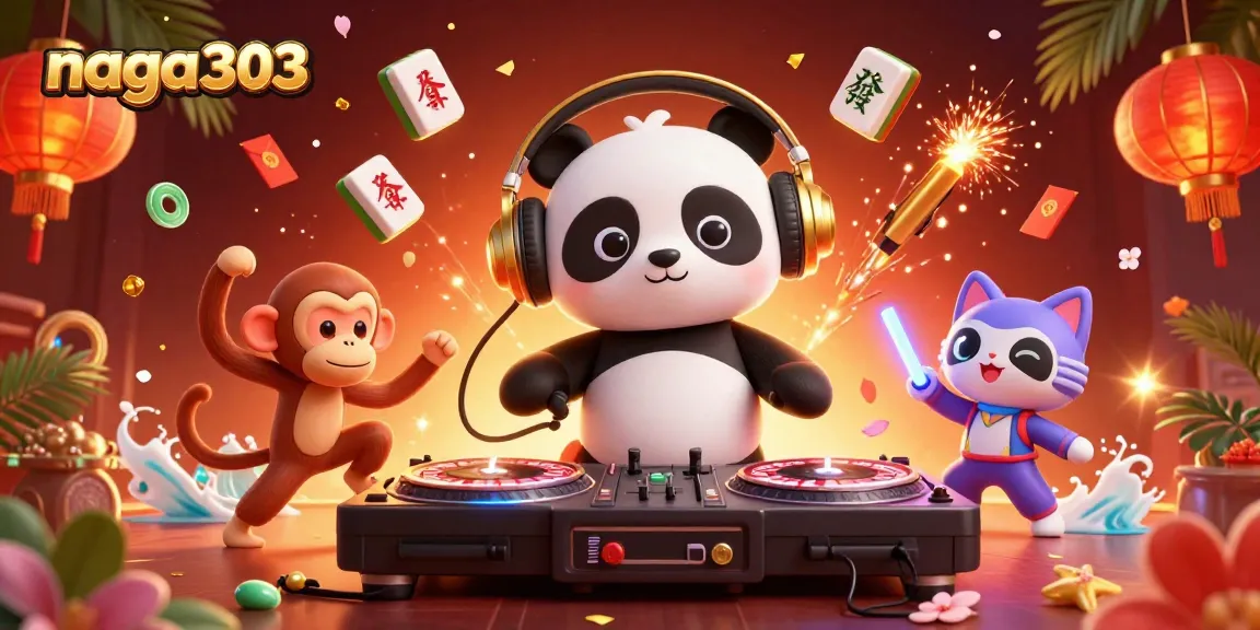Experience thrilling gameplay at naga303 with vibrant casino-themed characters in an energetic 3D illustration.