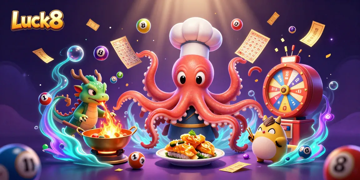 Experience thrilling moments at Luck8 casino with a colorful 3D illustration of dynamic gaming elements.