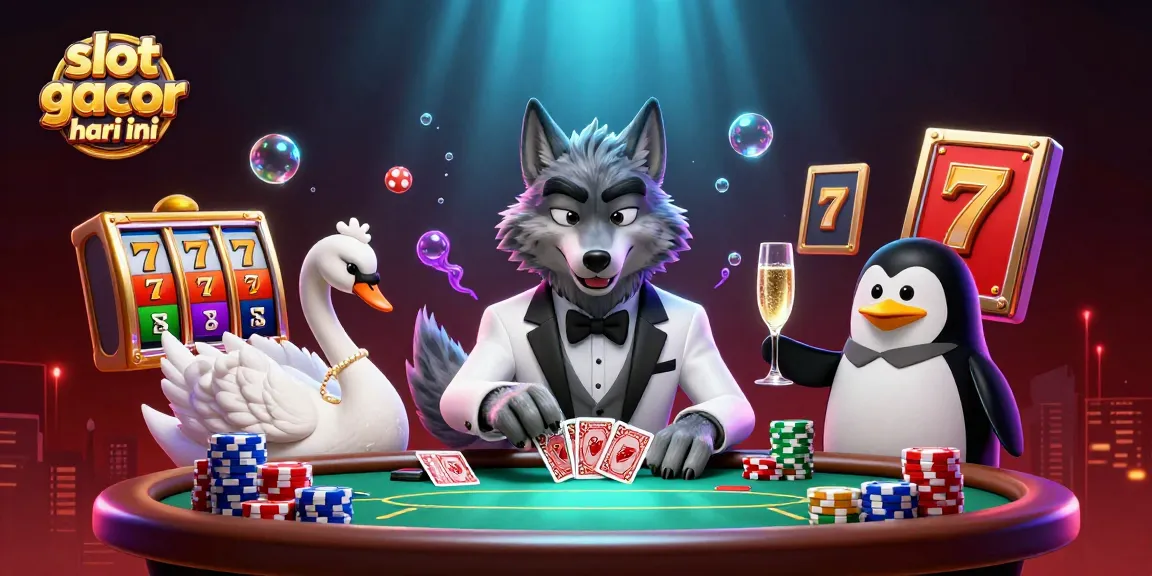 Slot gacor hari ini, menarik perhatian dengan serigala bergaya dan angsa elegan di meja poker.