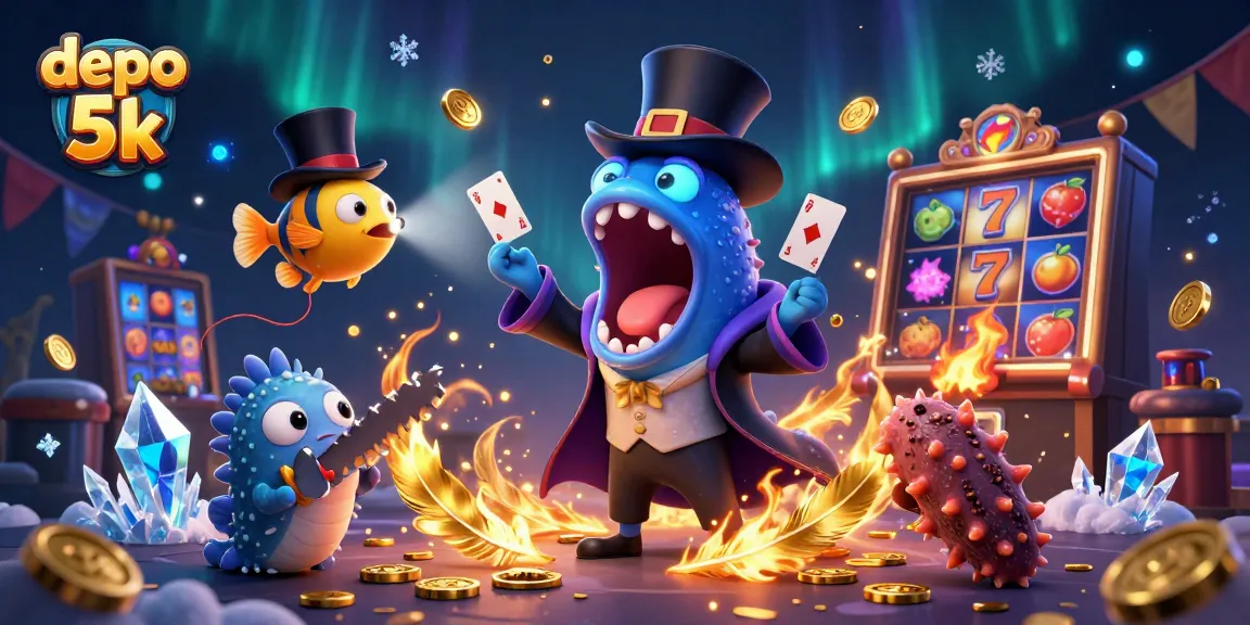 Spin reels and win big with depo 5k in this vibrant 3D casino illustration featuring enchanting sea creatures.