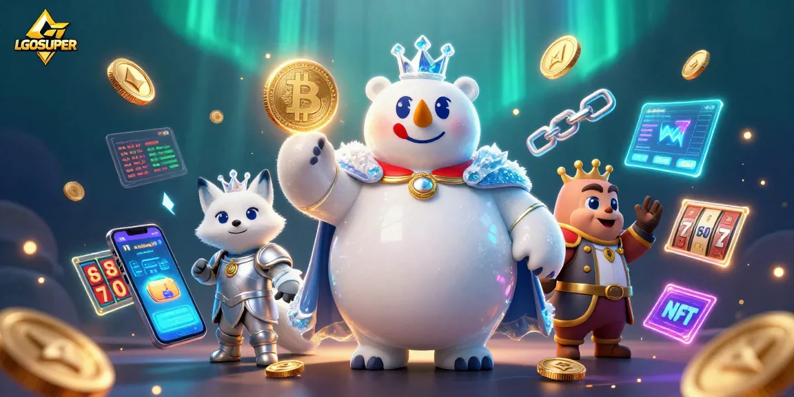 Engage with LGOSUPER in a vibrant casino world, featuring an ice king and snow fox in action.