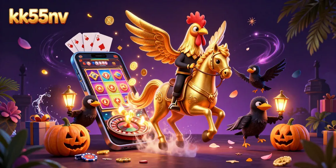 Experience the thrill of kk55nv in a vibrant, 3D casino scene with golden rooster action.