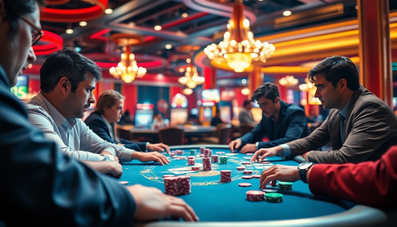Engaged players at a casino table showcasing 92 pkr login excitement and intensity.