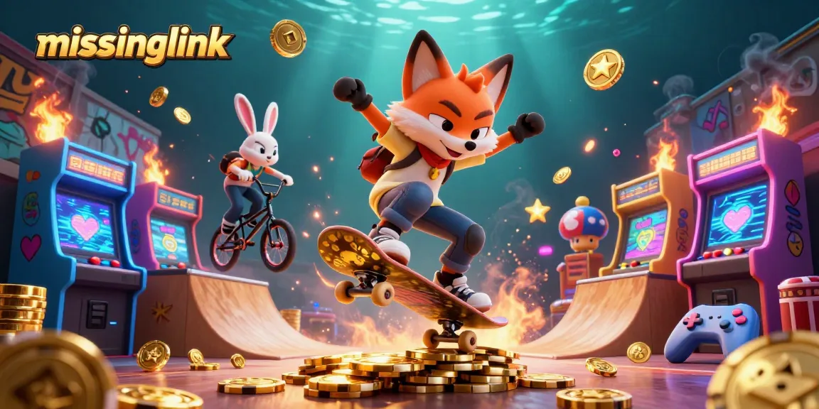 Experience the thrill of modern gaming at missinglink with cartoon characters in a colorful casino landscape.