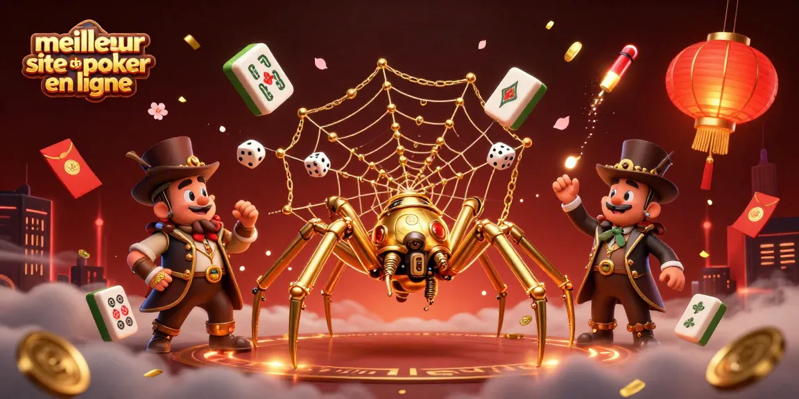 Attribuer au meilleur site de poker en ligne, une araignée en or tisse une toile scintillante.