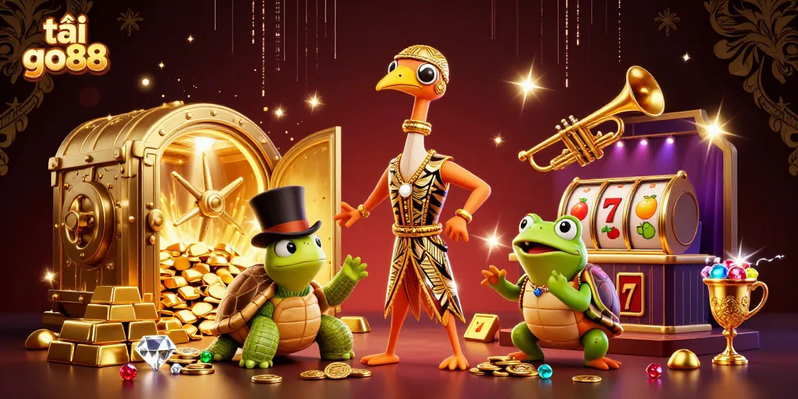 Enjoy tải go88 seamlessly while playing with gold symbols and vibrant characters in this dynamic casino scene.