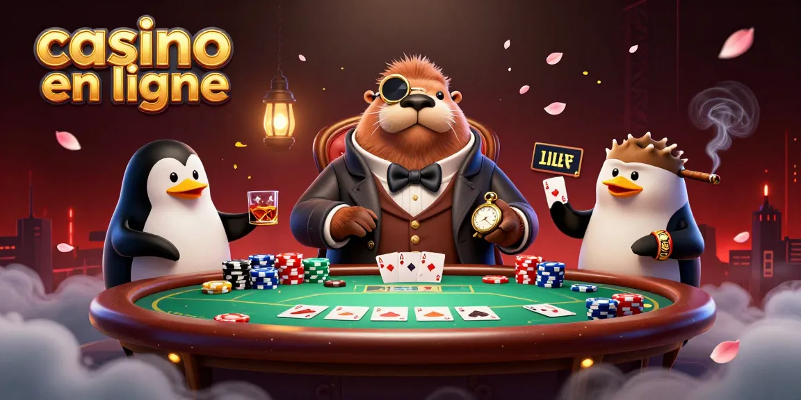 Participez à un jeu dynamique dans ce casino en ligne avec un morse en gentleman et un dealer pingouin.