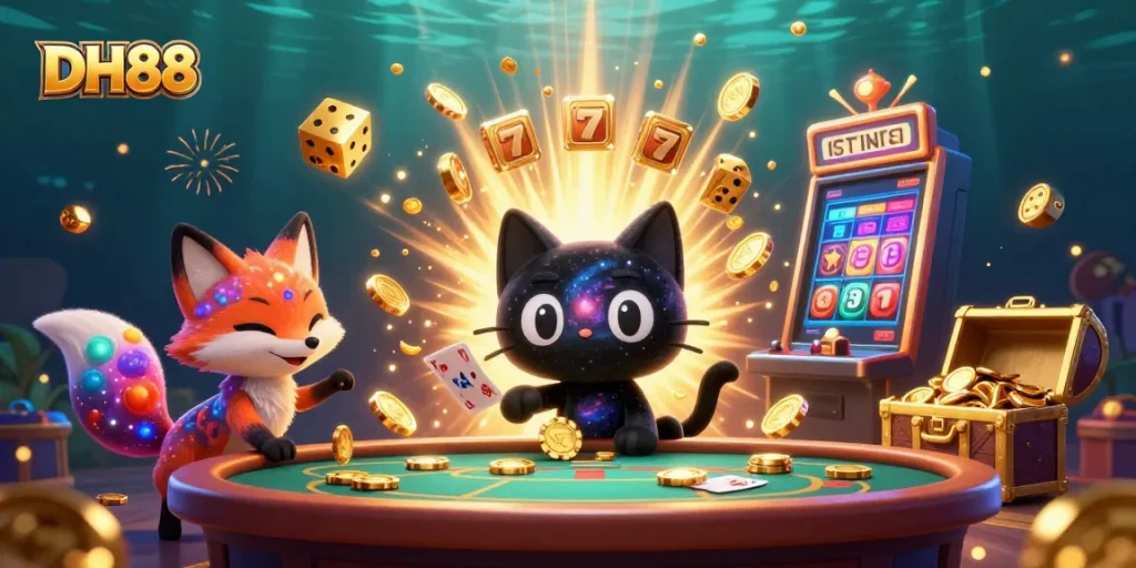 Experience thrilling gaming adventures at DH88 with vibrant casino fun and cosmic characters.