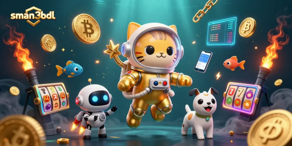 Menangkan permainan sman3bdl dengan astronaut kucing dan elemen kasino 3D yang memukau.