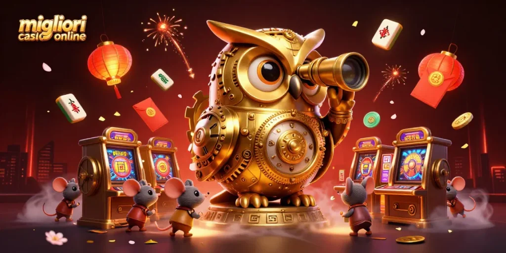 I migliori casino online offrono un avvincente ambiente di gioco animato da un gufo meccanico d'oro e topolini in corsa.