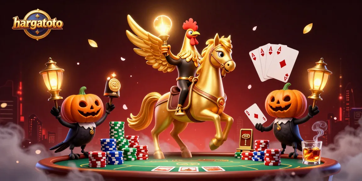 hargatoto showcases thrilling casino action with a golden rooster in a vibrant midnight scene
