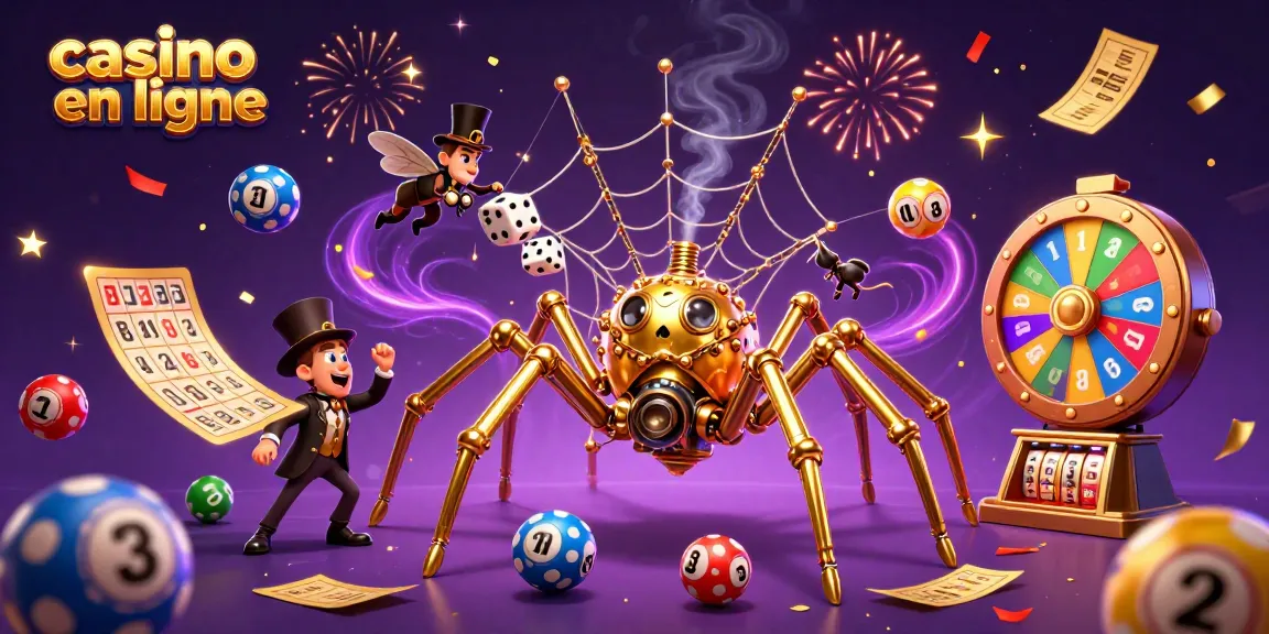 Découvrez le jeu sur casino en ligne avec une araignée dorée steampunk et des éléments festifs.