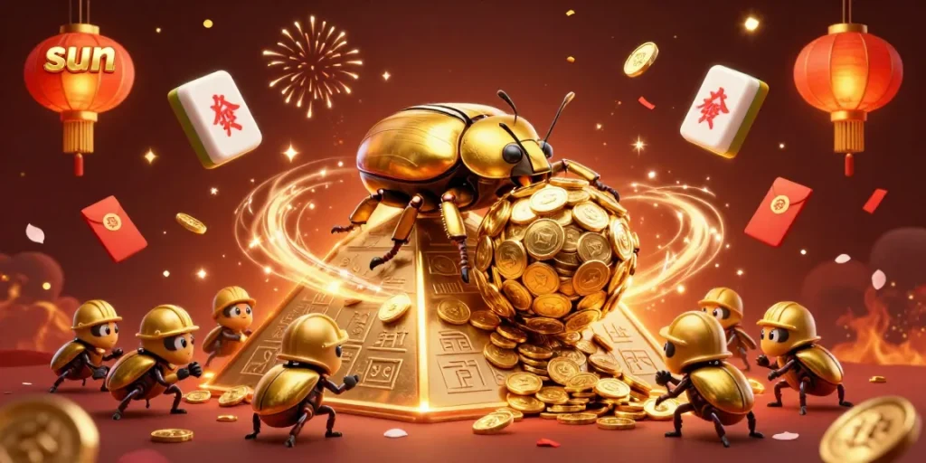 Experience the thrilling sun gambling action with golden beetles and casino treasures.