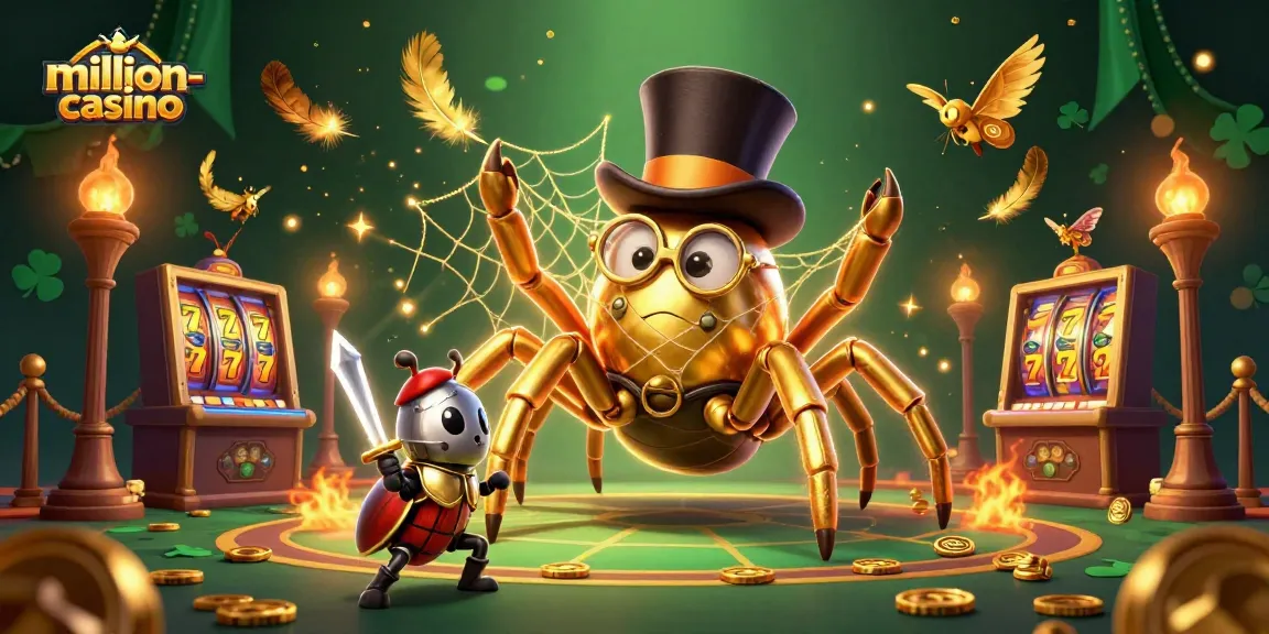 Experience the excitement of million-casino with a lively 3D illustration of characters in a dynamic casino setting.
