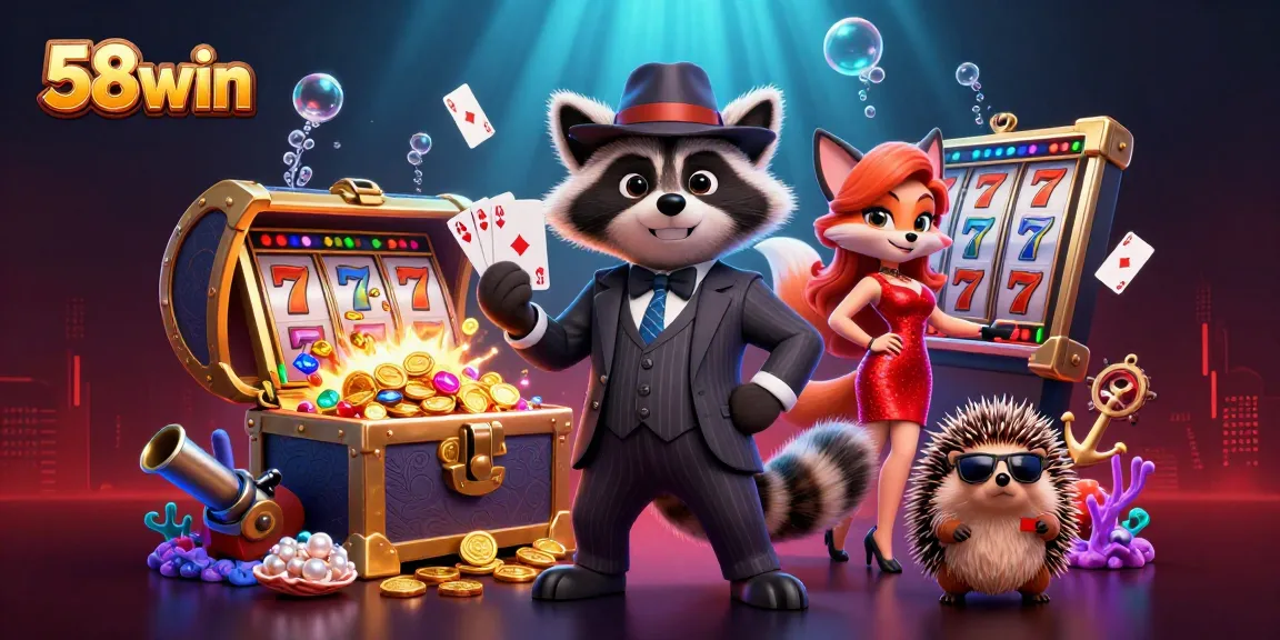 Win big with 58win's exciting casino experience featuring vibrant characters and dynamic gaming elements.