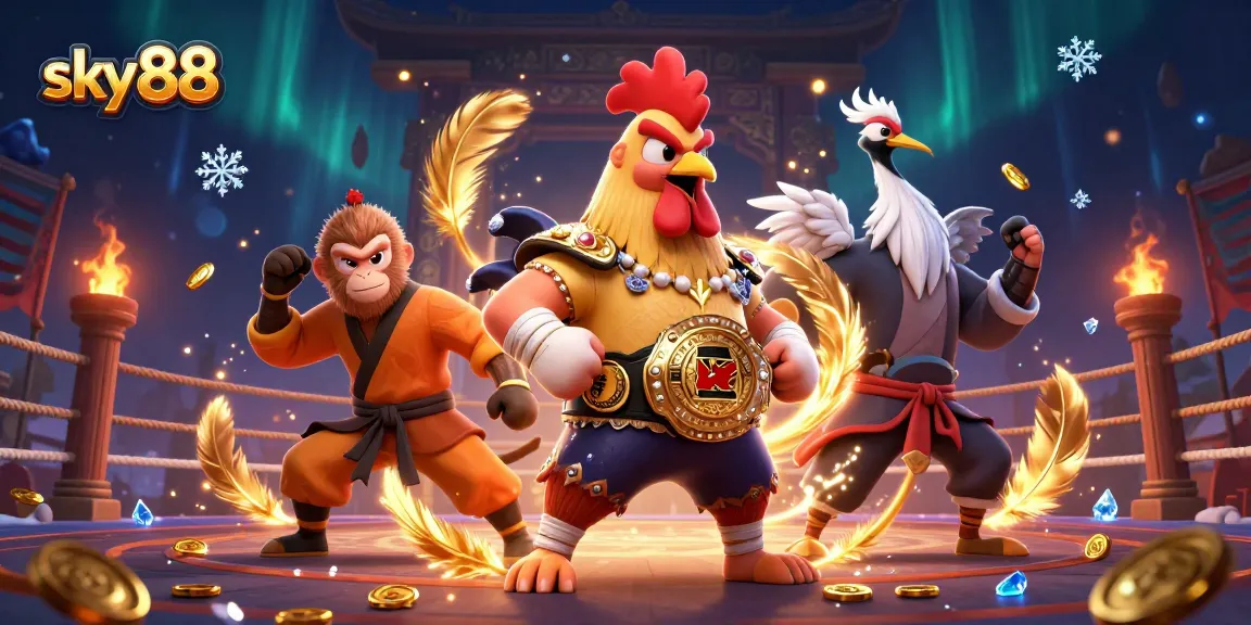 Engage in thrilling action with sky88, featuring dynamic characters and vibrant casino elements.