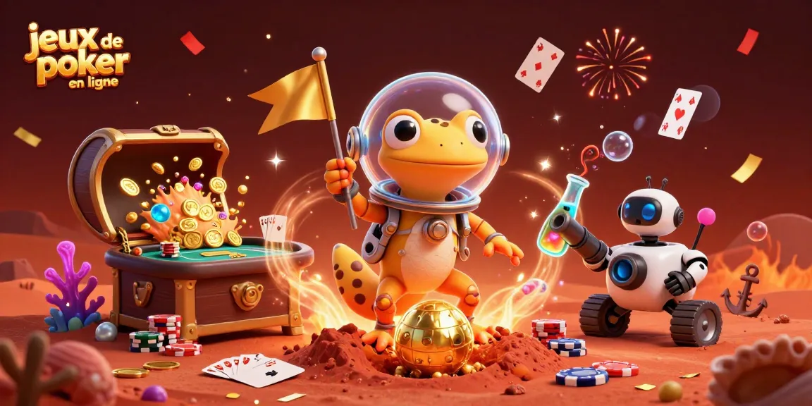 Jouez aux jeux de poker en ligne avec des personnages extraterrestres dans un univers coloré.
