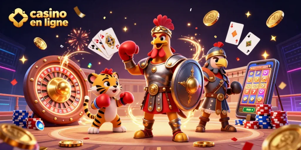 Découvrez l'univers palpitant du casino en ligne avec des personnages captivants et des effets de jeux en action.