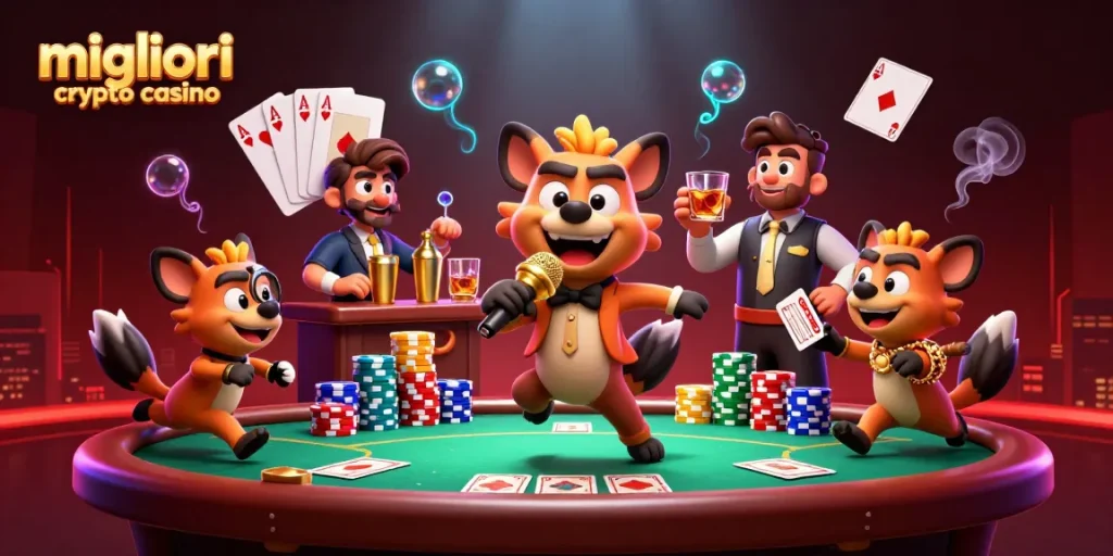 Scopri i migliori crypto casino con questa vivace illustrazione 3D di ibridi di gioco.