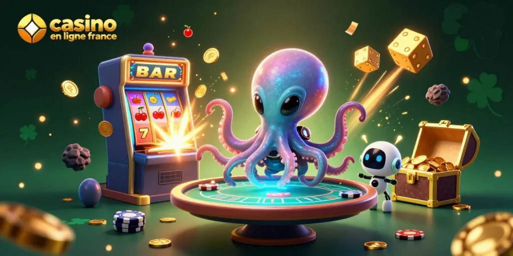 Jouer au casino en ligne France avec des jeux palpitants, octopus et robot animés.