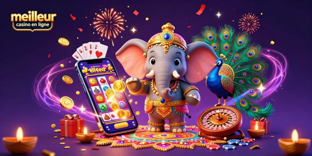 Jeux passionnants au meilleur casino en ligne avec des éléphants colorés et des machines à sous interactives.